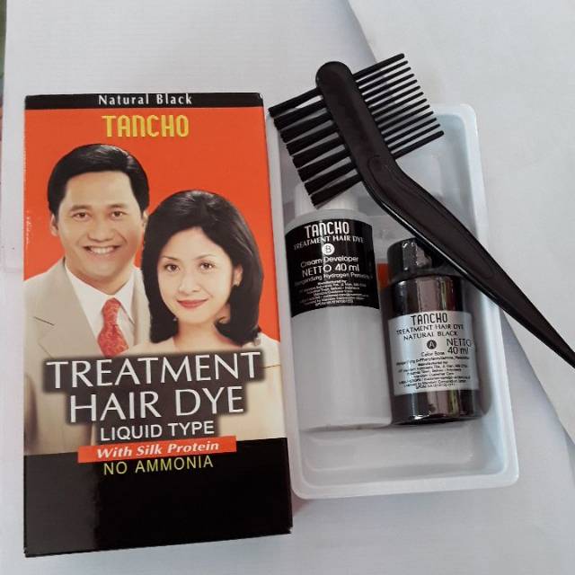 Jual Tancho Natural black Treatment Hair Dye Liquid Type With Silk