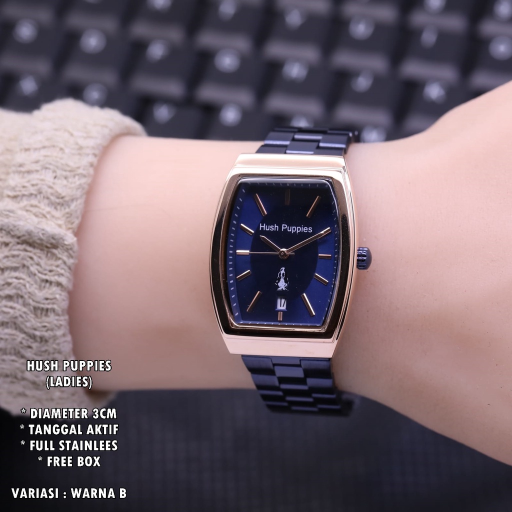 JAM TANGAN WANITA HUSH PUPPIES RANTAI BODY OVAL TANGGAL AKTIF