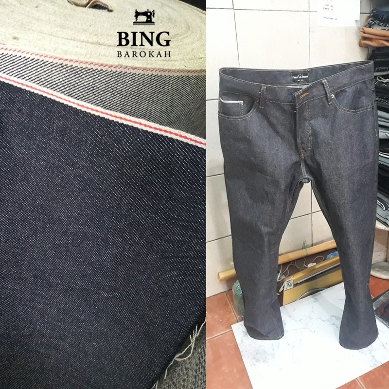 Bahan Kain Selvedge Denim Tumbler 16oz Unsanforized / Harga kelipatan 0,1 Yard