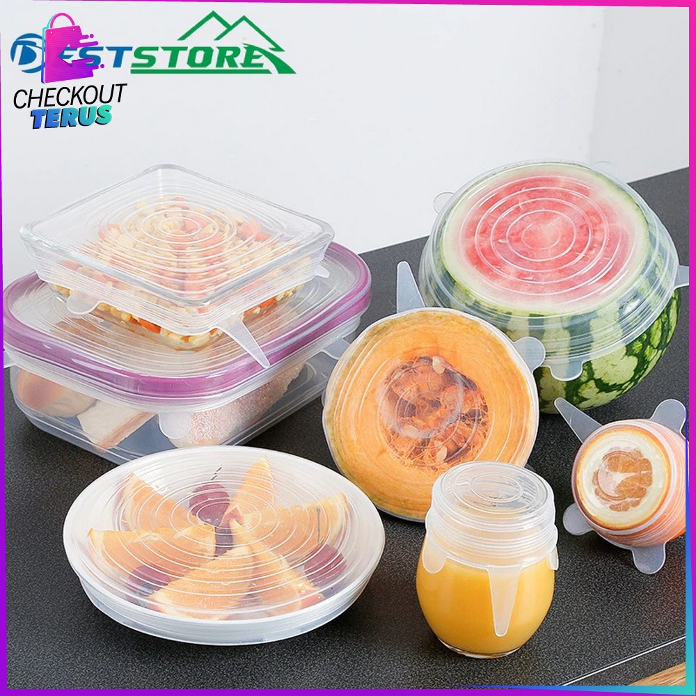 CT C143 Penutup Makanan 6IN1 Food Cover Anti Tumpah Penutup Wadah Makanan Bahan Silikon Elastis Penutup Mangkok