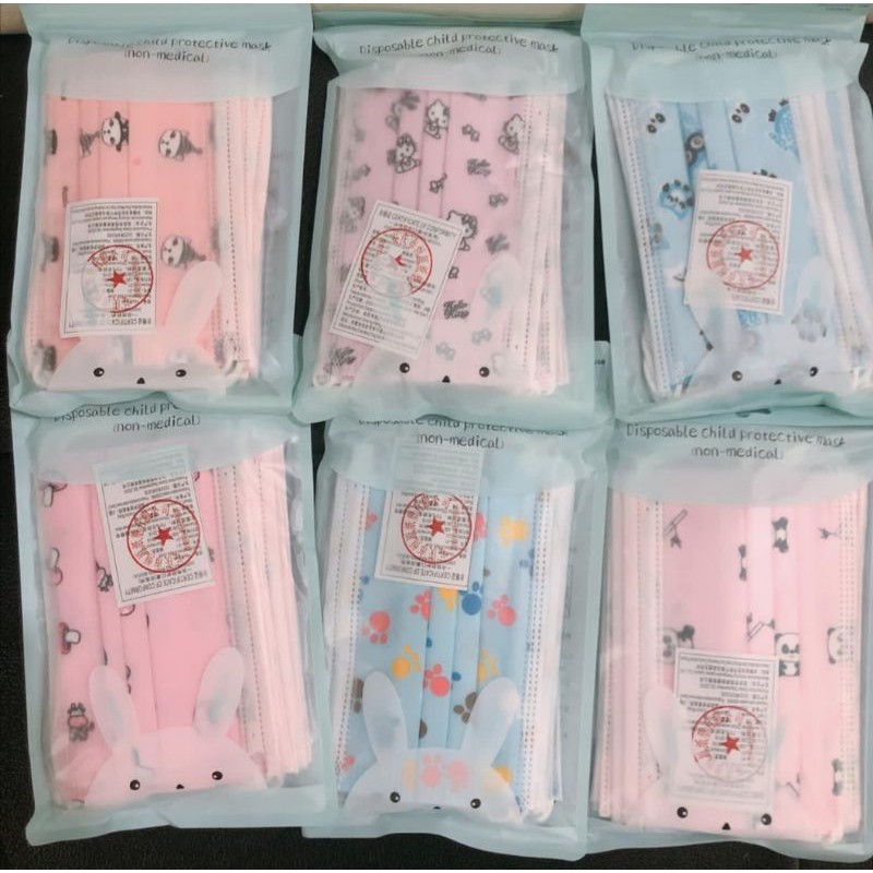 Masker 3Ply Anak BTS Anak/ BT21 ANAK ISI 10PC //Masker Fashion Anak/Surgical Mask Anak/Masker Anak