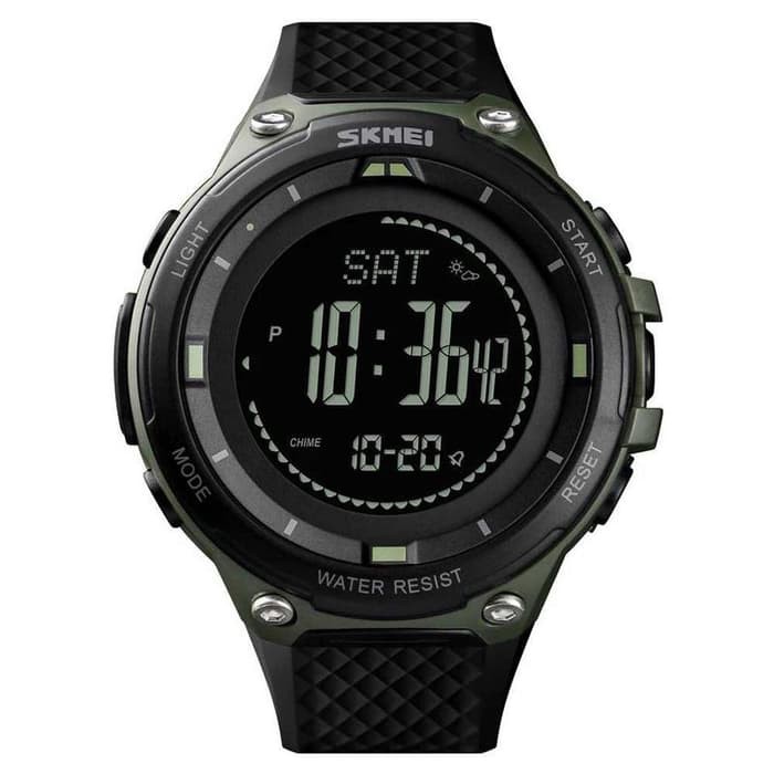 SKMEI Jam Tangan Digital Thermometer Compass Pedometer 1443 Hijau Army