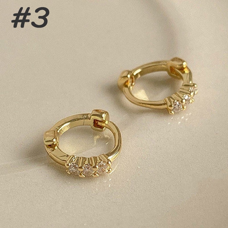 [ACKER] 24K Berlapis emas Mini ZirkonAnting Tumpukan Cubic Zirconia Cartilage Subang Kecil Huggie Piercing anting-anting Untuk Wanita