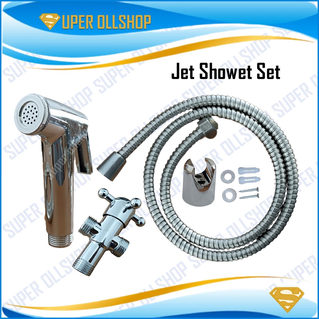 Jet Shower Set Kloset Toilet Closet Cebok Semprotan Duduk Kamar Mandi Ringan Kamar Mandi Krom Stop Kran