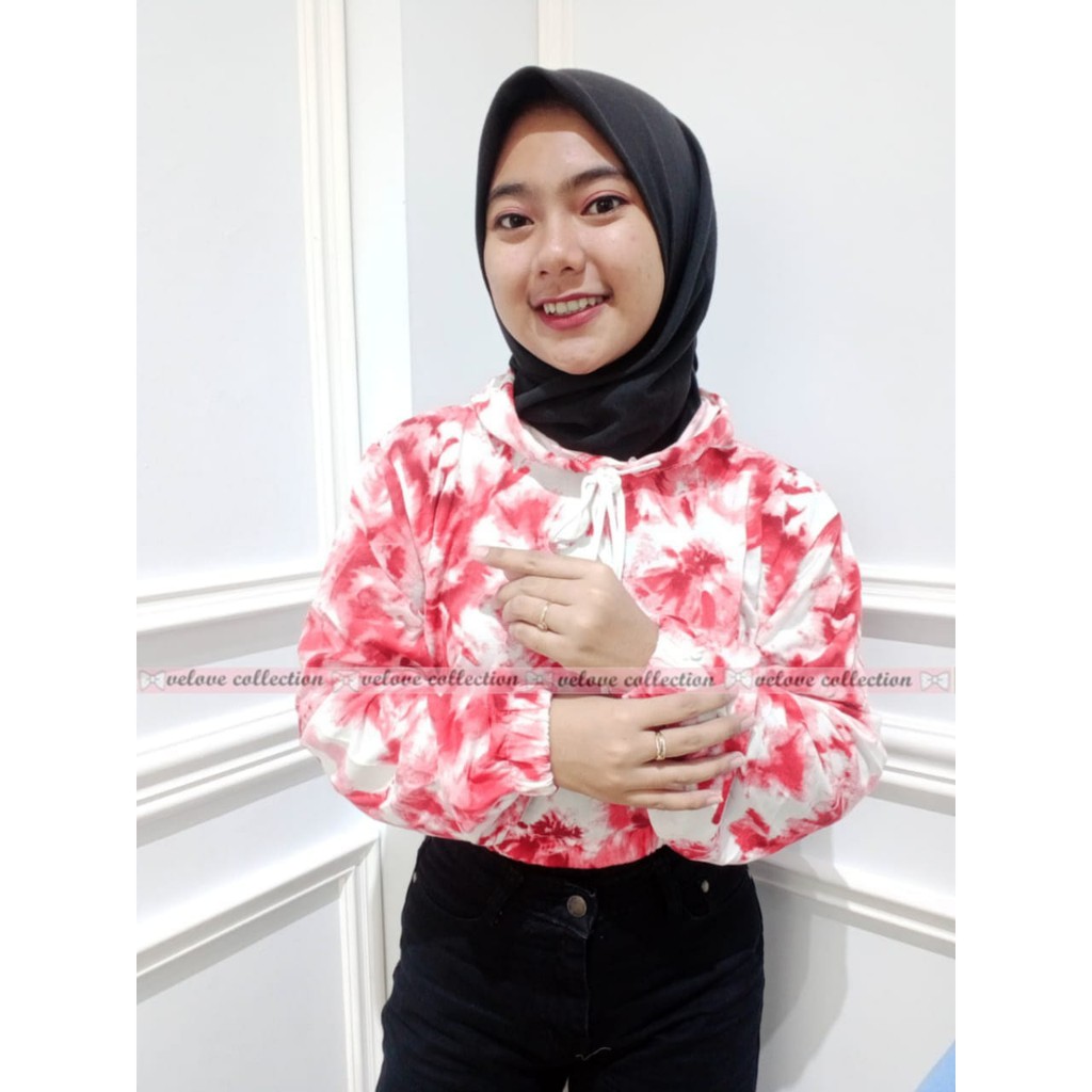 SALE !! MIA STORY FASHION Tie Dye Crop Hoddie Termurah - Hoodie Wanita Motif Abstrak - Bisa COD-6