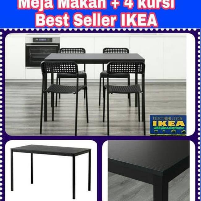 New Set Meja Makan Ikea Tarendo + 4 Pcs Kursi Ikea Adde Free Ongkir