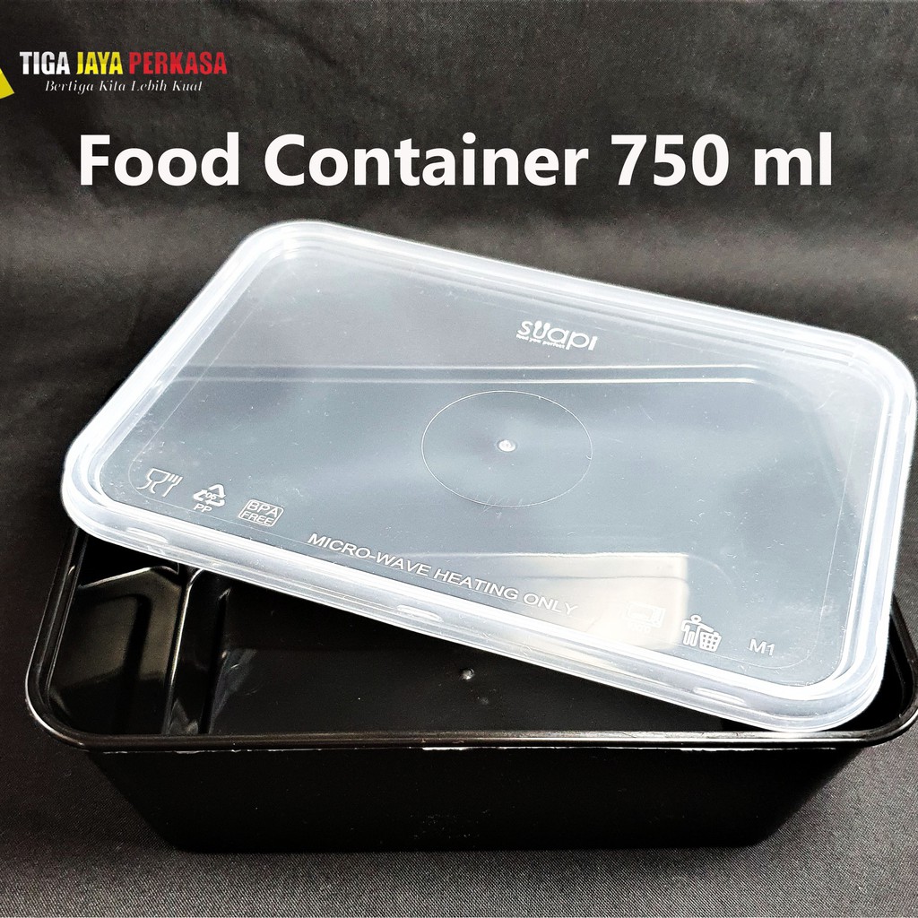 Food Container Suapi 750 ml / Thinwall Suapi 750 ml Hitam. @50pcs