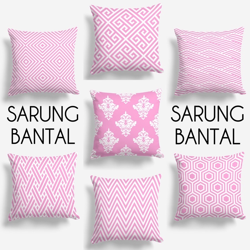 COVER SARUNG Bantal Sofa 40x40 cm Abstrak Pink Jambon - Pusat Kado Murah