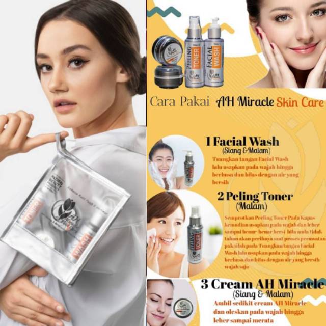Paket AH miracle skincare original Facial wash//Toner//Day Cream//Night Cream// halal dan aman