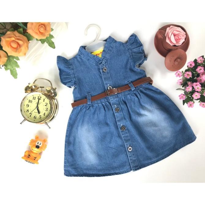 PROMO PAKAIAN BAYI PEREMPUAN // BAJU BAYI JEANS DENIM DRESS LEVIS ANAK GESPER 6-18 BULAN ORIGINAL