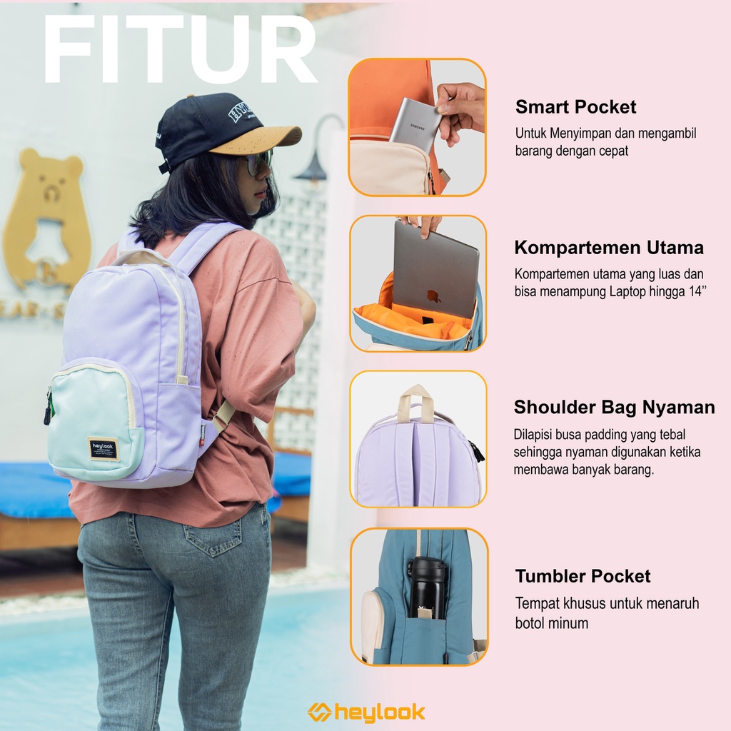 Tas Ransel Backpack Wanita Tas Ransel Sekolah Wanita Tas Kerja Wanita Casual Tas Punggung Wanita Canvas Waterproof