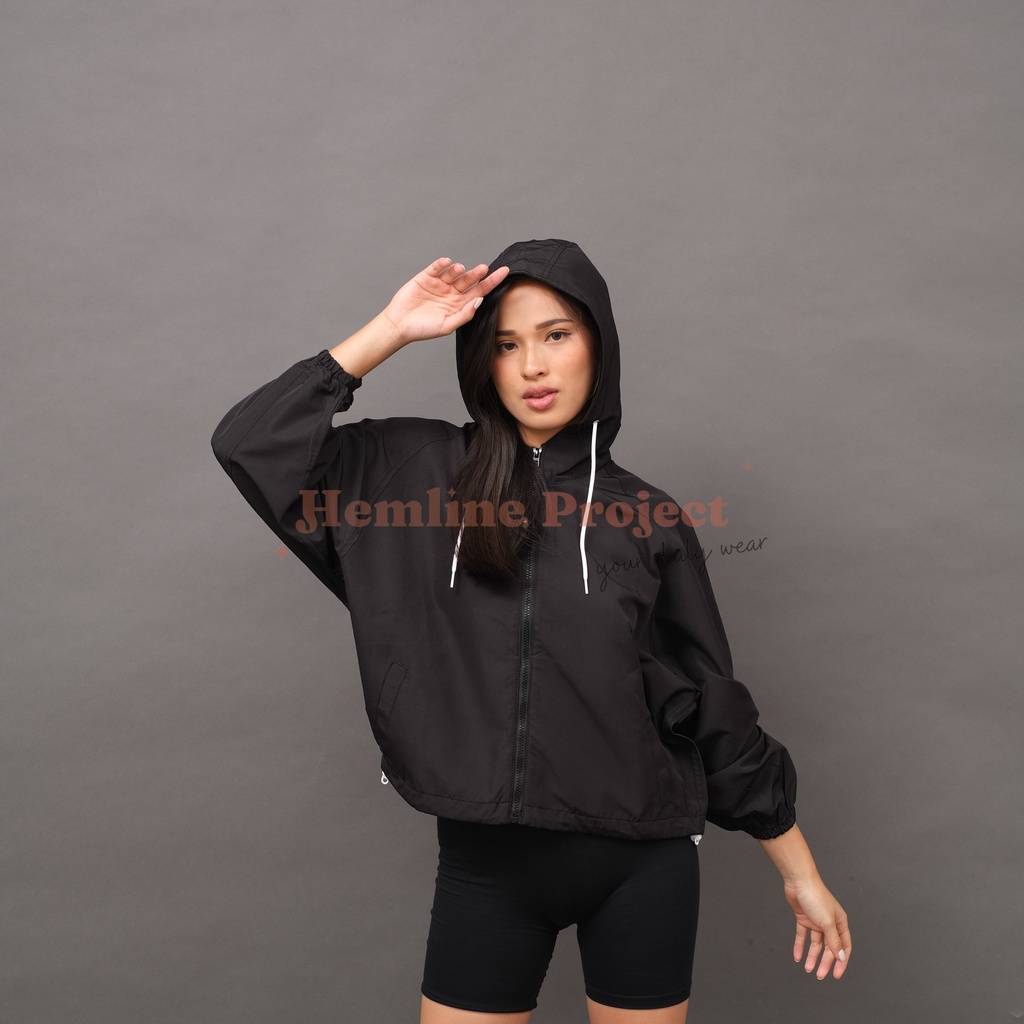 Ganis Oversized Jaket Black - Jaket Parasut Hoodie