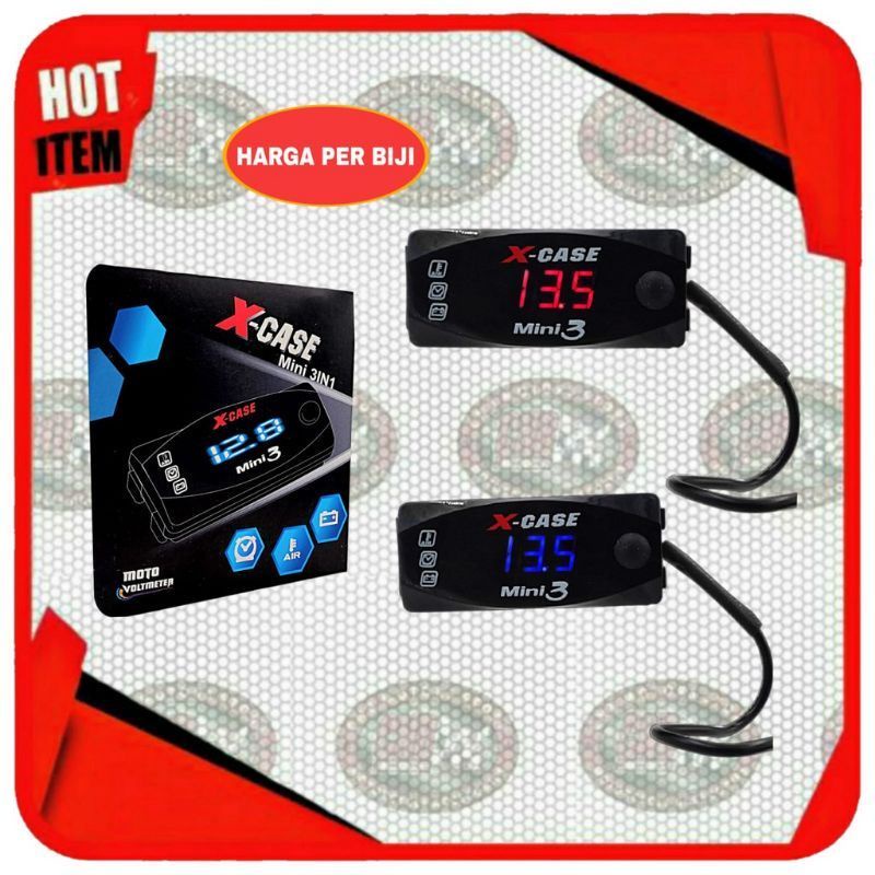 Voltmeter Aki 3 in 1 Jam Aki Suhu Digital 2 In 1 Waterproof