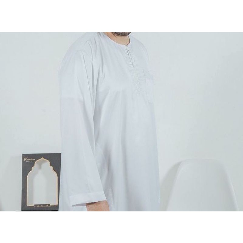 13D GAMIS JUBAH AL HARAMAIN OBLONG TANPA KERAH LENGAN PANJANG BERBAHAN POLYSTER BORDIR IMPOR VIETNAM