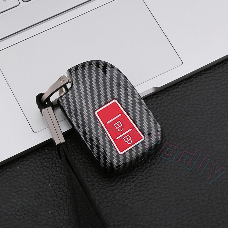 Carbon fiber Silicone Car Key Case For Toyota Prado Vios Yaris Previa 2/3 Buttons XP150 Car Key Cover Smart Remote Fob Shell Protector Bag