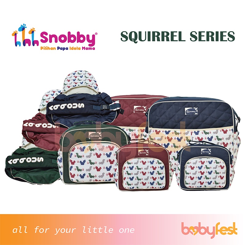 Original Snobby Seri Squirrel - Tas Bayi Diaper Bag &amp; Gendongan Samping Baby Sling