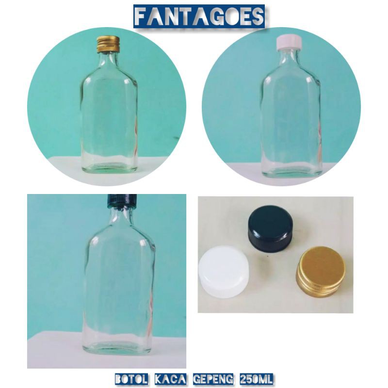 botol kaca gepeng 250 ml