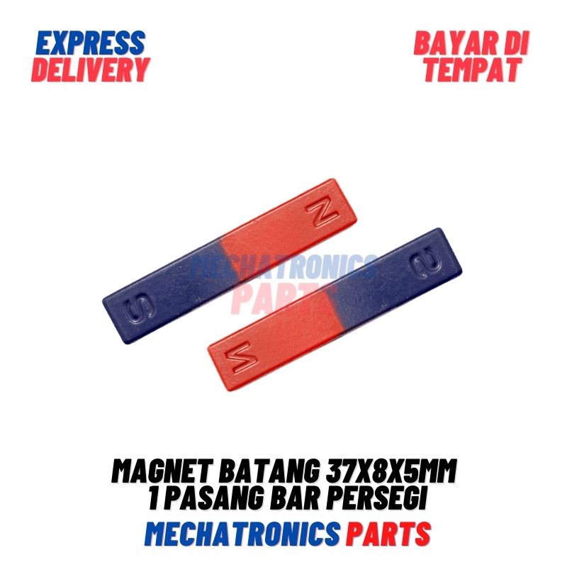 Magnet Batang 37x8x5mm 1 Pasang Bar Persegi Edukasi Lab Sekolah Praktikum Siswa