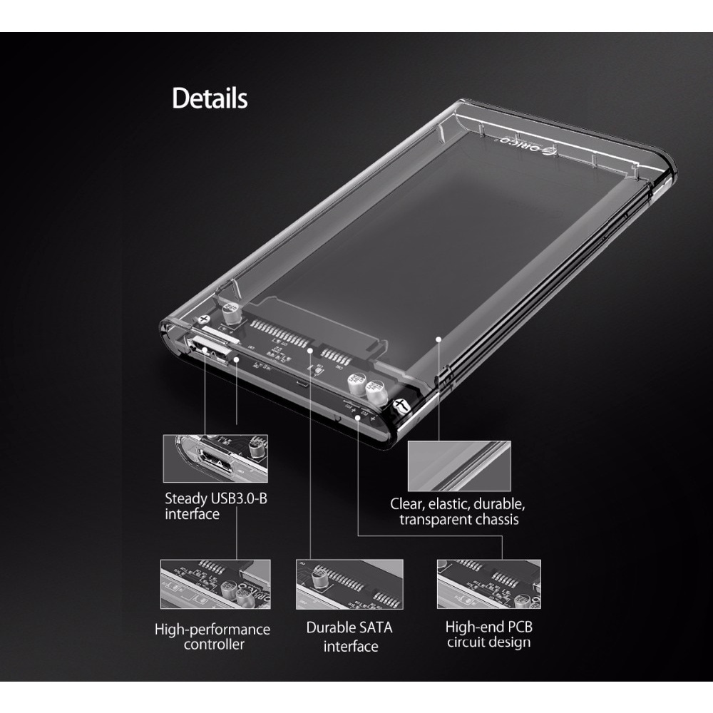 Orico Case Hardisk HDD SSD 2.5 &quot;SATA Ke USB 3.0 Transparan