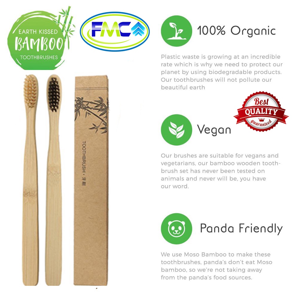 Sikat Gigi Bambu Eco Friendly Extra Soft  Bamboo Toothbrush Natural  Lembut Bersih Aman Untuk Gigi Premium Murah