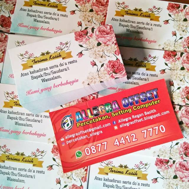 Kartu ucapan terimakasih buat di souvenir pernikanan atau khitanan, model unik, bahan  berkualitas