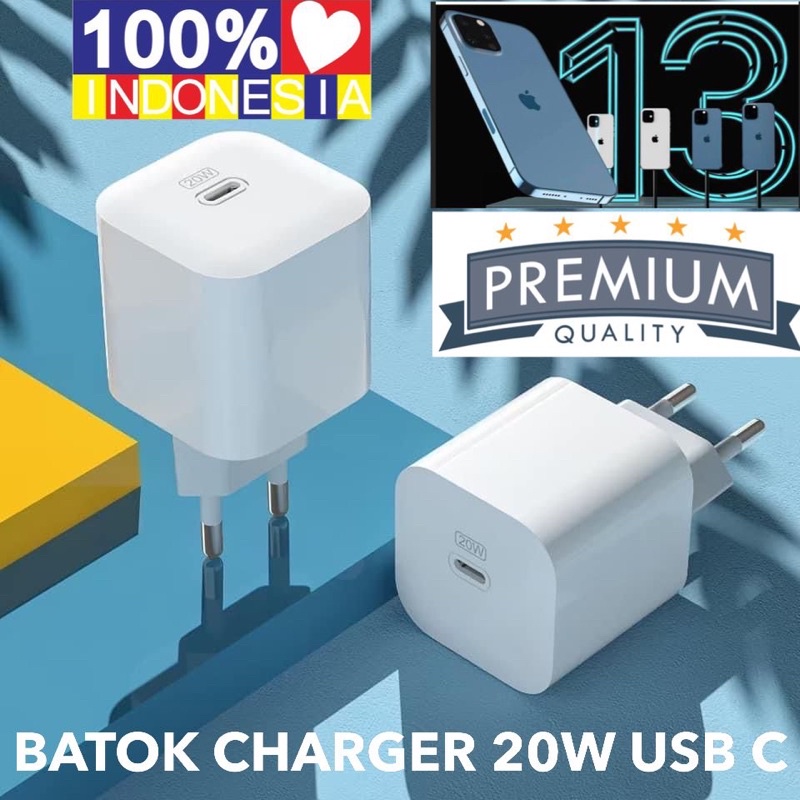 Batok Charger For iPhon3 13 Vibox Premium Nice 100% Batok Charger 20W USB C