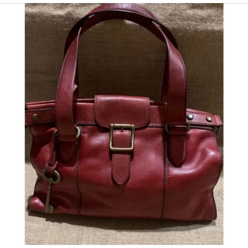 Tas Fossil VRV SATCHEL WEEKENDER RED Preloved