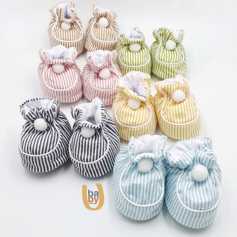 Baby U Sepatu Pom Pom Bayi Salur &amp; Kotak Sepatu Bayi