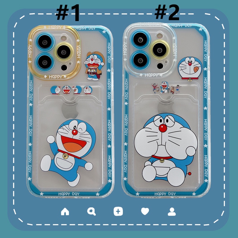 Soft Case Pelindung Lensa Transparan Desain Doraemon Untuk iPhone 12 13 Pro MAX 11 X XR XS MAX 7 8 Plus