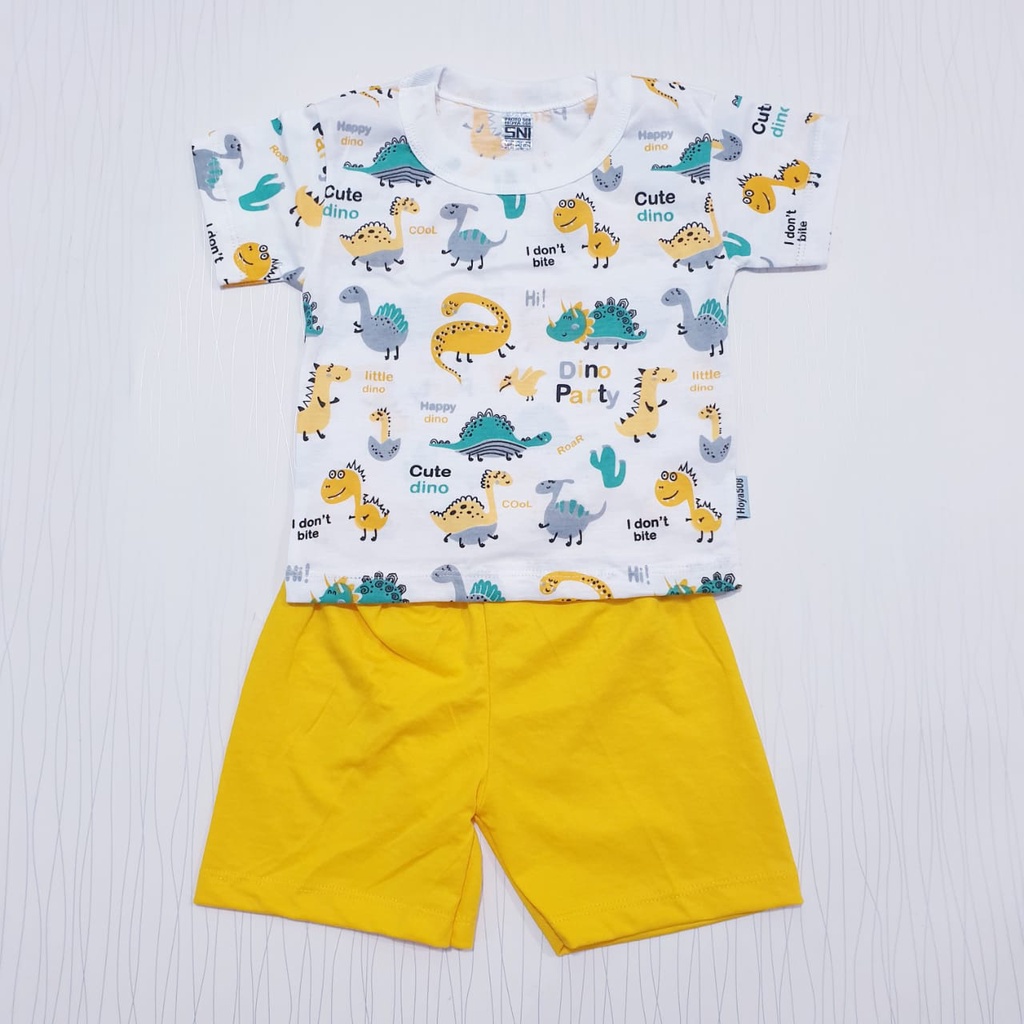 COD Setelan anak Hoya laki full print dino celana warna