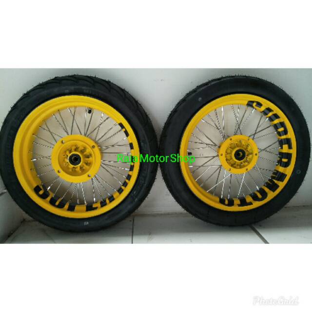 Velg SuperMoto set plus ban & piringan Honda KLX D-Tracker 150L ring 14 x 250/300.