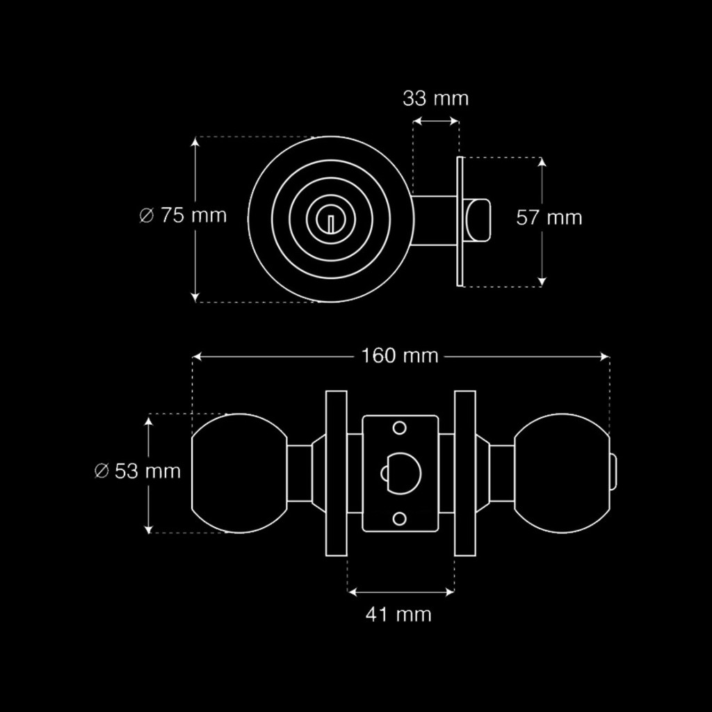 Kunci Toilet / Kunci Kamar Mandi Bulat Komputer / Door Knob SS