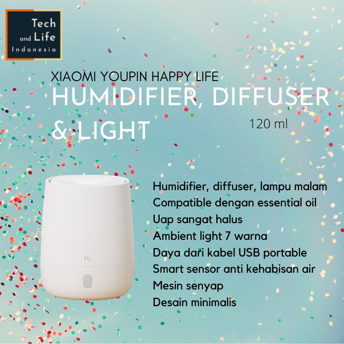 Youpin Happy Life Humidifier Diffuser 120 mL Lampu Malam