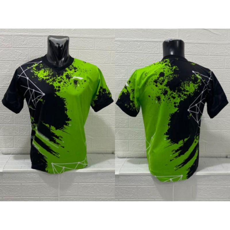 Jersey badminton bulu tangkis printing hijau