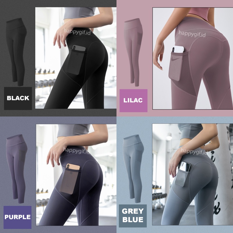 NEW High Waist Yoga Pants Celana Panjang Olahraga Wanita Legging with Pocket