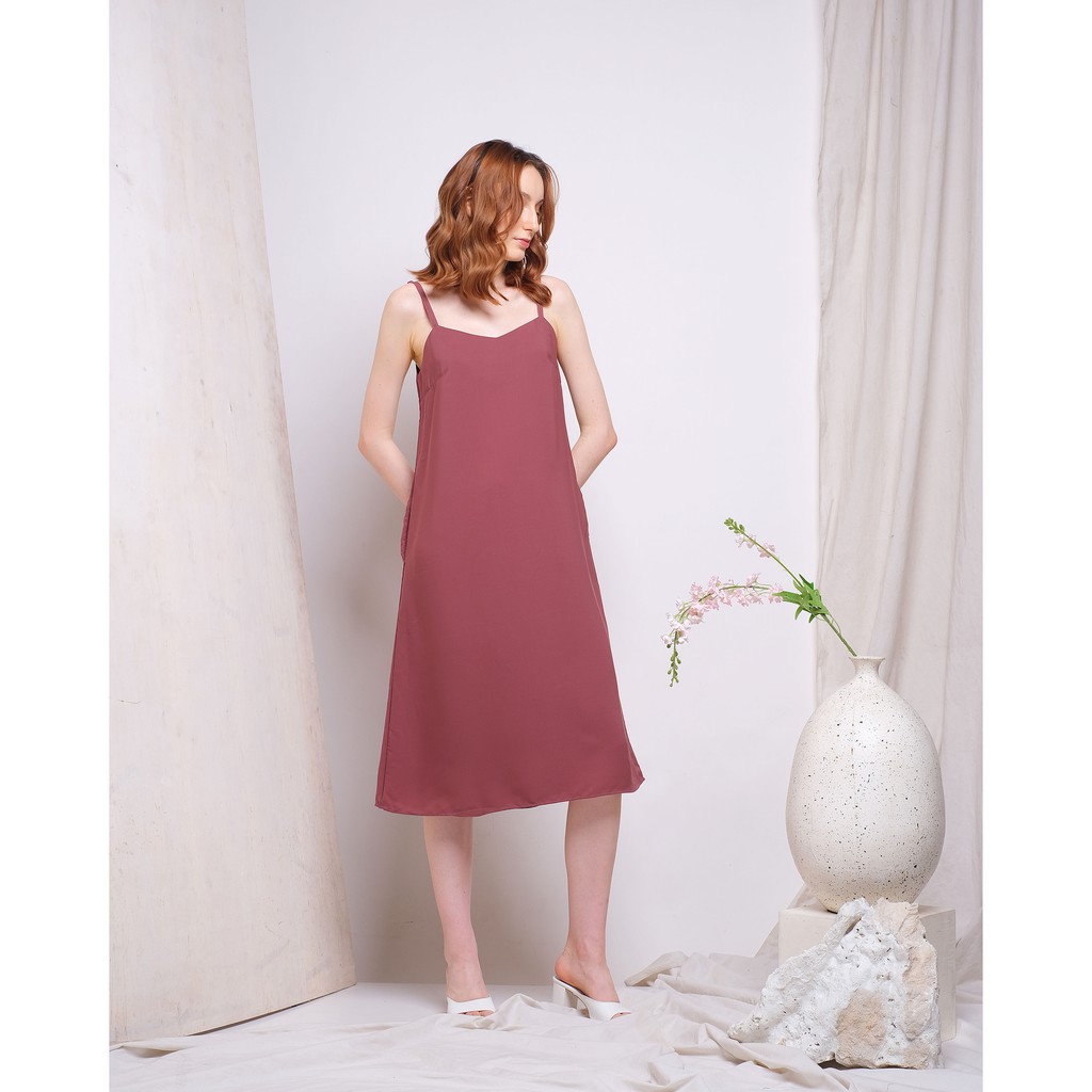 Soleil V-neck Tank Dress Brick