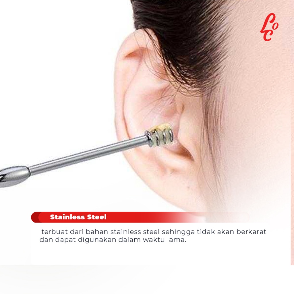 Alat Pembersih Telinga Korek Kuping Ear Wax Picker Stainless Steel Set