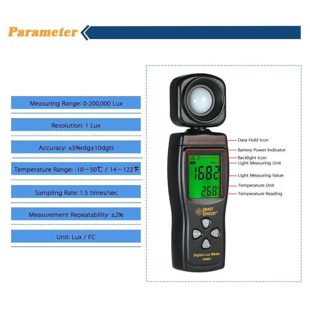 Top Digital Light Meter Profesional Max Min Handheld Photometer Alat Pengukur Cahaya