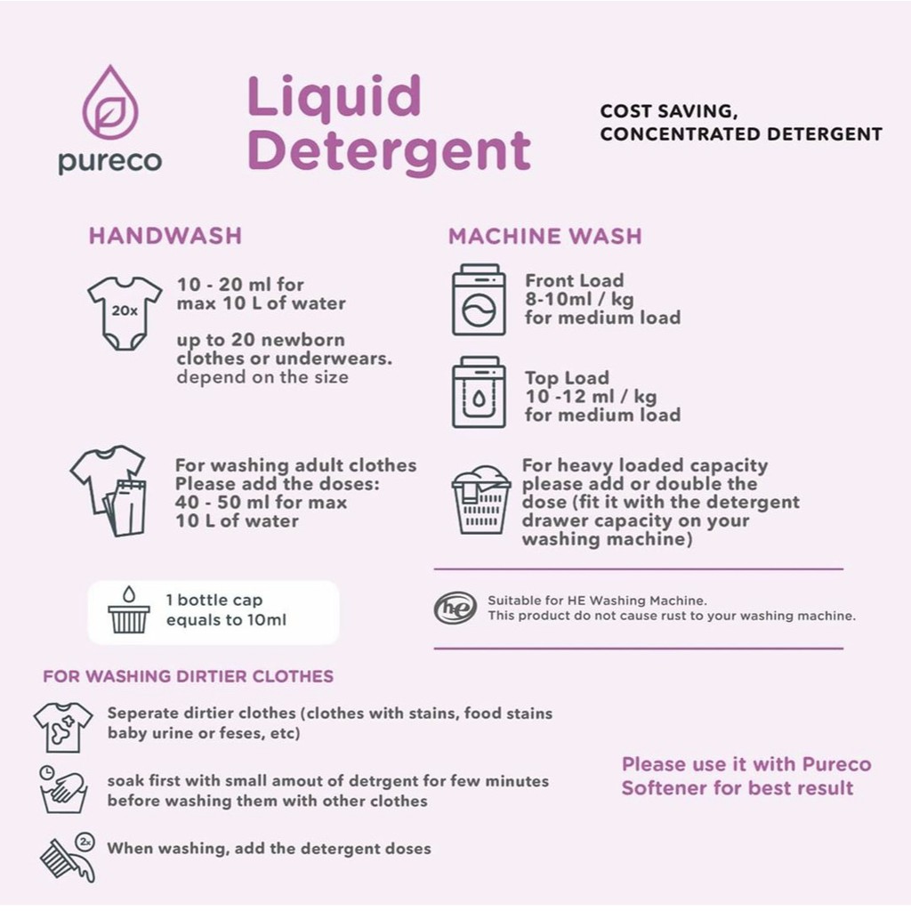 Pureco Liquid Detergent Lavender Refill Size 900ml