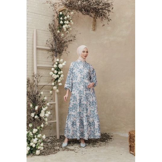 SALE Wearing Klamby Jasmine Dress in Blue light XS