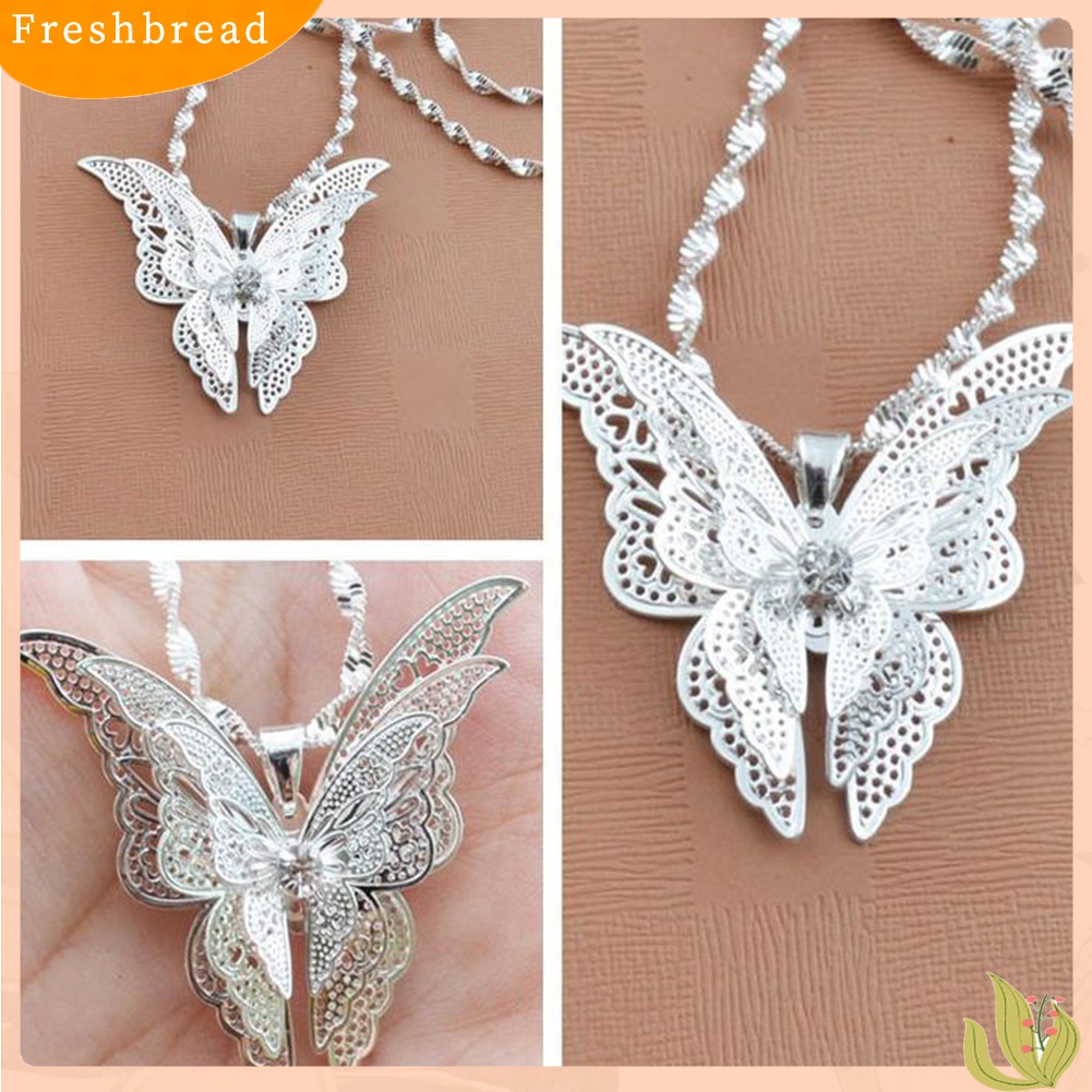 [TERLARIS]Women Fashion Silver Plated 3-layers Butterfly Hollow Pendant Necklace Jewelry Gift