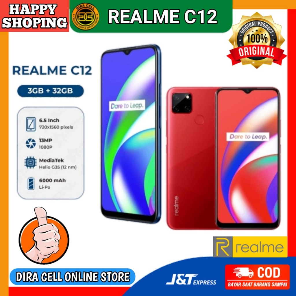 REALME MURAH REALME C12 RAM 3GB ROM 32GB HANDPHONE ANDROID GARANSI RESMI 1 TAHUN INDONESIA