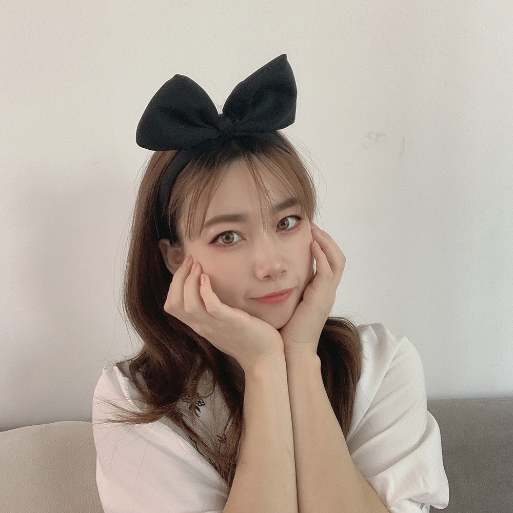 HBPI headband pita besar bow kiki's delivery service bando wanita merah hitam aksesoris rambut