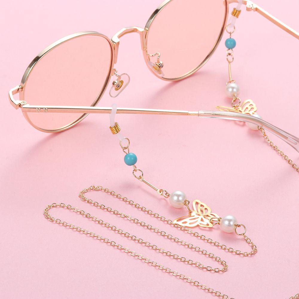 Lily Rantai Kacamata Untuk Wanita Manik-Manik Mutiara Kacamata Lanyard Tali Kacamata Penahan Kalung
