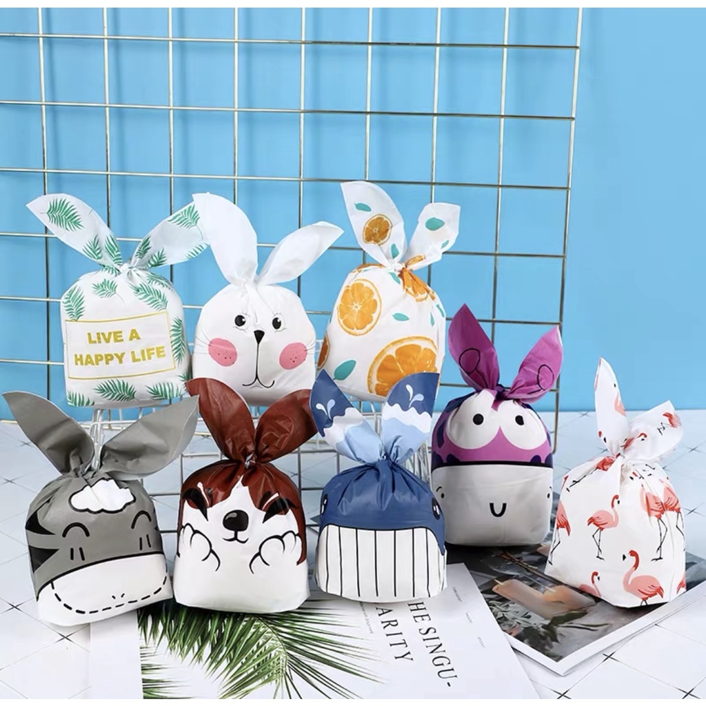 1pc Plastik Rabbit Ear Bag EBM 13.5 x 22 cm bungkus kue, cookies, goodie bag, tas suvenir, hampers ultah, manyue, DIY Suvenir