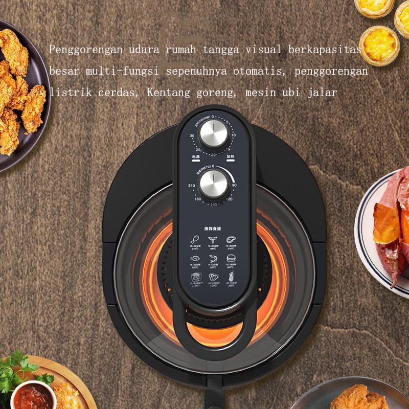 6.5L Knob Control Air Fryer Oven Listrik Cerdas Sepenuhnya Otomatis Visual Kapasitas Besar All-in-One Multifungsi/Multifungsi Air Fryer Dapur Oven Air Fryer Baking Frying Microwave Rumah