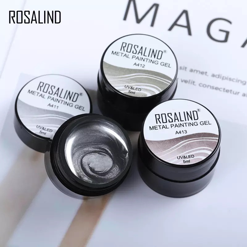 ROSALIND Metal Painting Gel 5ml / gel metal painting/LED Nail Art / Kutek / Cat Kuku/ Gel polish/ Kutek UV Gel/Kutek Gel UV/UV LED Nail Polish/Nail Gel