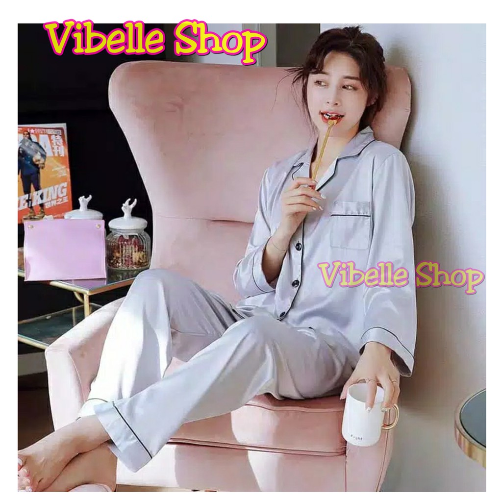 SATINPP - Vibelle Baju Tidur Piyama Satin Silky Velvet Premium Wanita-3