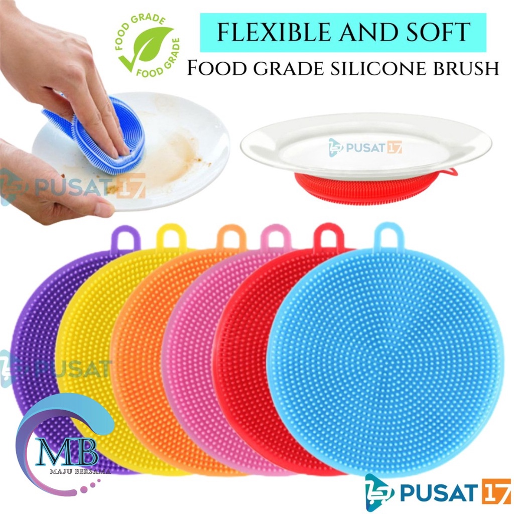 RT04 SPONS SPONGE SPON PENCUCI PIRING BULAT SILIKON SILICONE BRUSH SERBAGUNA FOOD GRADE MB2409