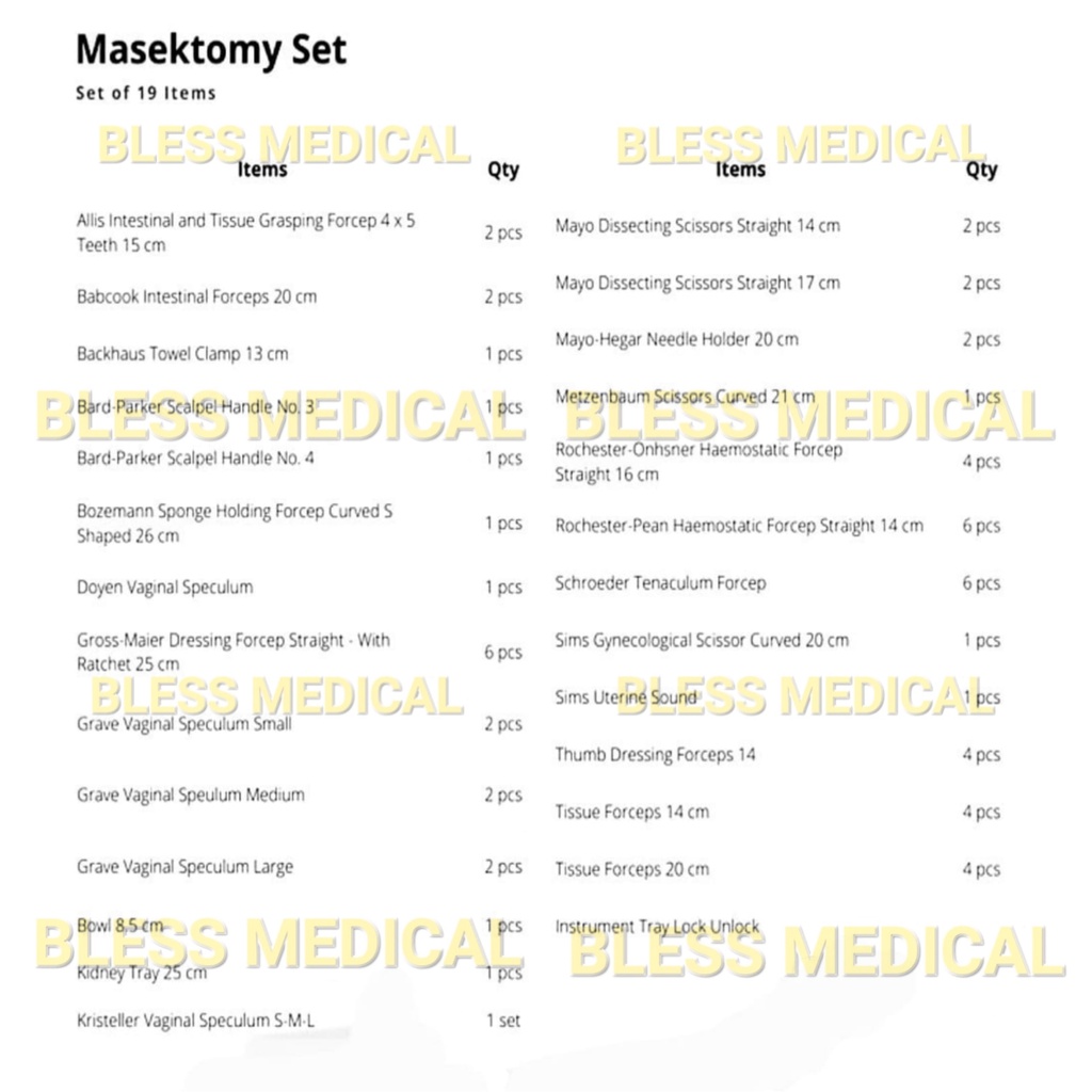 Masectomy/Masektomy Surgery Set of 19 items